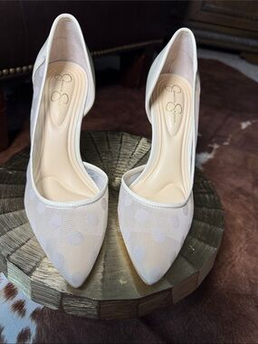 Jessica Simpson Cream Polka Dot Pointed-Toe Pumps
